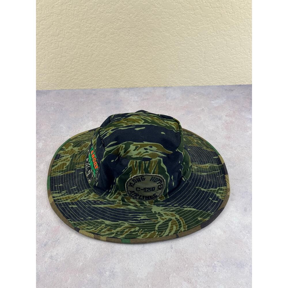 Vintage Vietnam Custom Made Reversible Boonie Tiger Stripe Woodland w Patches